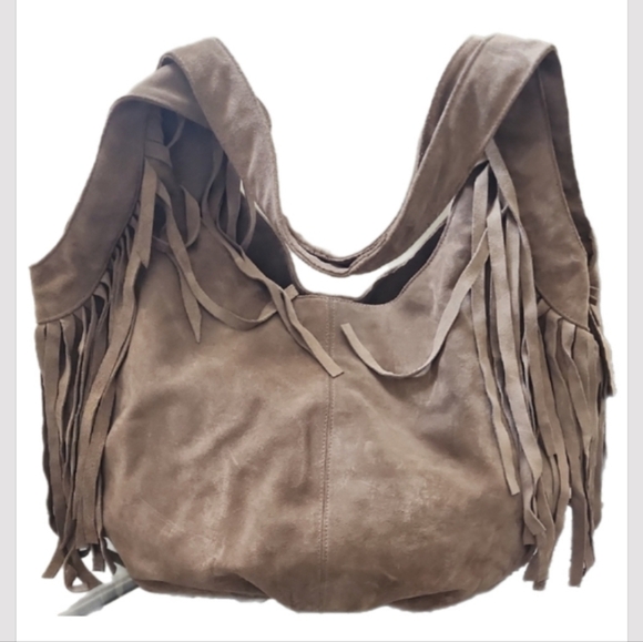 JJ Winters Handbags - JJ Winters Kellie Tan Fringe Slouchy Leather Suede Shoulder Bag